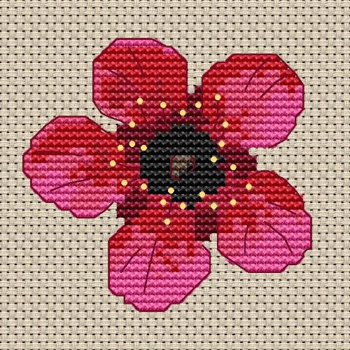Tea Tree Blossom counted cross stitch PDF pattern